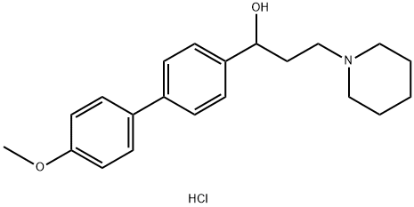 alpha-(3-Methoxy-4-biphenylyl)-1-piperidinepropanol hydrochloride 结构式