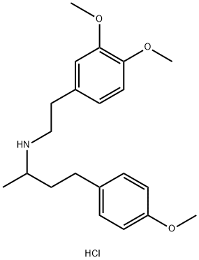 3,4-二甲氧基-N-(3-(4-甲氧基苯基)-1-甲基丙基)苯乙胺盐酸盐 结构式