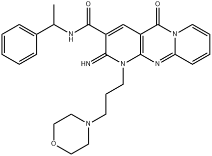 2-imino-1-[3-(4-morpholinyl)propyl]-5-oxo-N-(1-phenylethyl)-1,5-dihydro-2H-dipyrido[1,2-a:2,3-d]pyrimidine-3-carboxamide 结构式