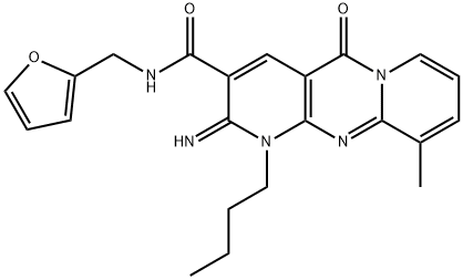 1-butyl-N-(2-furylmethyl)-2-imino-10-methyl-5-oxo-1,5-dihydro-2H-dipyrido[1,2-a:2,3-d]pyrimidine-3-carboxamide 结构式