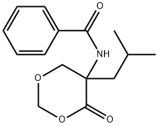 DL-5-苯甲酰氨基-5-异丁基-4-氧-1,3-二烷 结构式