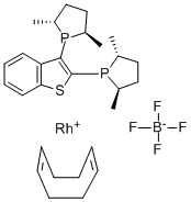 (R,R)-2,3-双(2,5-二甲基-硫环磷-1-基)苯并[B]噻吩环辛二稀四氟硼酸铑(I) 结构式