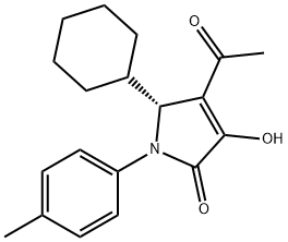 (5R)-4-乙酰基-5-环己基-1,5-二氢-3-羟基-1-(4-甲基苯基)-2H-吡咯-2-酮 结构式