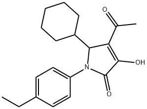 2H-Pyrrol-2-one, 4-acetyl-5-cyclohexyl-1-(4-ethylphenyl)-1,5-dihydro-3-hydroxy- 结构式