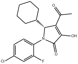 (5R)-4-乙酰基-1-(4-氯-2-氟苯基)-5-环己基-1,5-二氢-3-羟基-2H-吡咯-2-酮 结构式