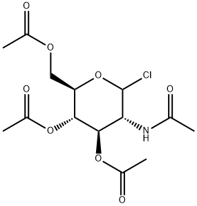 2-乙酰氨基-3,4,6-三-O-乙酰基-2-脱氧-D-吡喃葡萄糖氯化物 结构式