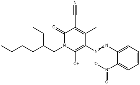 1-(2-乙基己基)-1,2-二氢-6-羟基-4-甲基-5-[(2-硝基苯基)偶氮]-2-氧代-3-吡啶腈 结构式