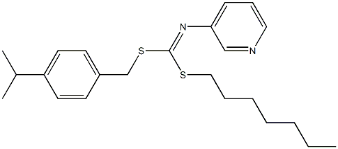 Heptyl (4-(1-methylethyl)phenyl)methyl-3-pyridinylcarbonimidodithioate 结构式