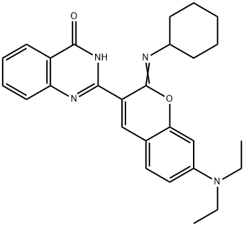 2-[2-(cyclohexylimino)-7-(diethylamino)-2H-1-benzopyran-3-yl]quinazolin-4(1H)-one  结构式