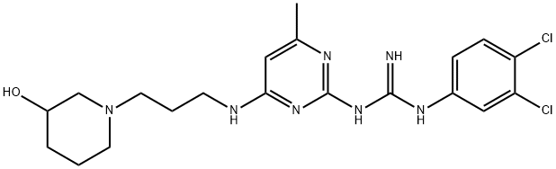 1-[3,4-Dichlorophenyl]-3-[4-[[3-[3-hydroxypiperidino]propyl]amino]-6-m ethyl-2-pyrimidinyl]guanidine 结构式