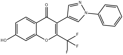 7-羟基-3-(1-苯基-1H-吡唑-4-基)-2-(三氟甲基)-4H-色烯-4-酮 结构式