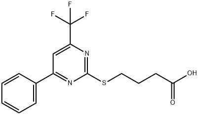 4-[[4-苯基-6-(三氟甲基)嘧啶-2-基]硫代]丁酸 结构式