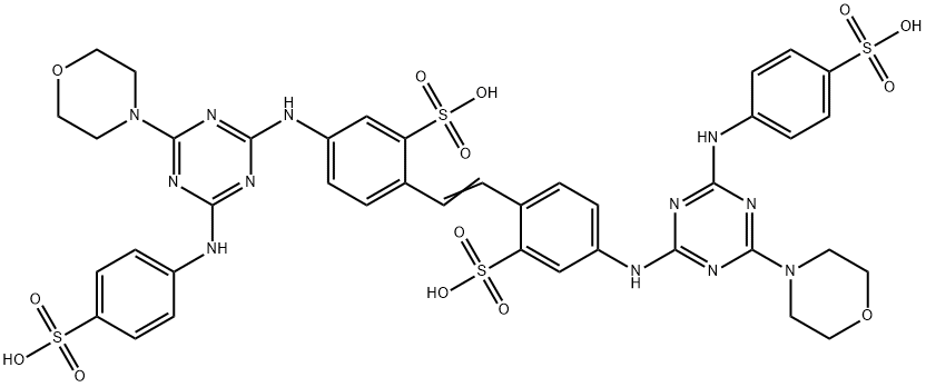 4,4'-Bis[4-morpholino-6-(p-sulfoanilino)-1,3,5-triazin-2-ylamino]-2,2'-stilbenedisulfonic acid 结构式