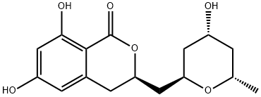 (3R)-3,4-Dihydro-6,8-dihydroxy-3-[[(2R,6S)-tetrahydro-4-hydroxy-6-methyl-2H-pyran-2-yl]methyl]-1H-2-benzopyran-1-one 结构式