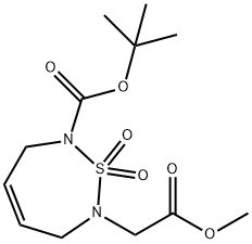 1,2,7-THIADIAZEPINE-2(3H)-ACETIC ACID, 7-[(1,1-DIMETHYLETHOXY)CARBONYL]-6,7-DIHYDRO-, METHYL ESTER, 1,1-DIOXIDE 结构式
