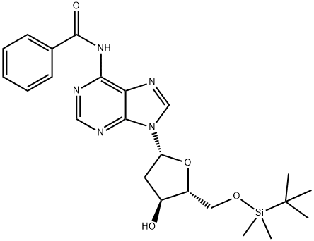 N-苯甲酰基-5'-O-叔丁基二甲基硅烷基- 2'-脱氧腺苷 结构式