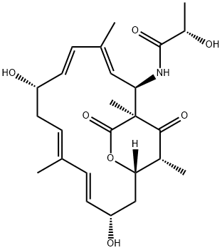 (S)-N-[(1S,2R,3E,5E,7S,9E,11E,13S,15S,19R)-7,13-Dihydroxy-1,4,10,19-tetramethyl-17,18-dioxo-16-oxabicyclo[13.2.2]nonadeca-3,5,9,11-tetren-2-yl]-2-hydroxypropanamide 结构式