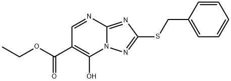 2-BENZYLSULFANYL-7-HYDROXY-[1,2,4]TRIAZOLO[1,5-A]PYRIMIDINE-6-CARBOXYLIC ACID ETHYL ESTER 结构式