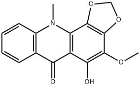 5-Hydroxy-4-methoxy-11-methyl-1,3-dioxolo[4,5-c]acridin-6(11H)-one 结构式