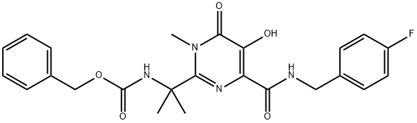 [1-[4-[[(4-氟苄基)氨基]羰基]-5-羟基-1-甲基-6-氧代-1,6-二氢嘧啶-2-基]-1-甲基乙基]氨基甲酸苄酯 结构式