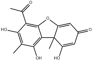 6-Acetyl-1,7,9-trihydroxy-8,9b-dimethyldibenzofuran-3(9bH)-one 结构式