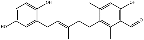 3-[5-(2,5-Dihydroxyphenyl)-3-methyl-3-pentenyl]-6-hydroxy-2,4-dimethylbenzaldehyde 结构式