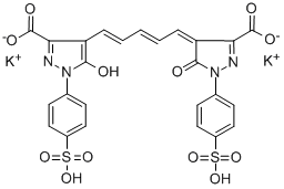 4-[5-[3-羧基-5-羟基-1-(4-磺苯基)-1H-吡唑-4-基]-2,4-亚戊二烯基]-4,5-二氢-5-氧代-1-(4-磺苯基)-1H-吡唑-3-羧酸二钾盐 结构式