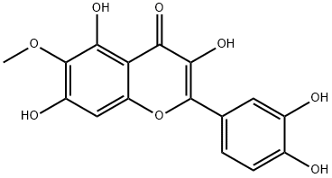 2-(3,4-dihydroxyphenyl)-3,5,7-trihydroxy-6-methoxy-4-benzopyrone  结构式