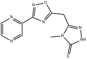 4-甲基-5-((3-(吡嗪-2-基)-1,2,4-噁二唑-5-基)甲基)-4H-1,2,4-三唑-3-硫醇 结构式