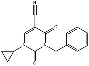 3-BENZYL-1-CYCLOPROPYL-2,4-DIOXO-1,2,3,4-TETRAHYDROPYRIMIDINE-5-CARBONITRILE 结构式
