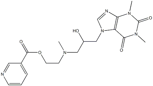 Nicotinic acid 2-[[2-hydroxy-3-(3,6-dihydro-1,3-dimethyl-2,6-dioxo-1H-purin-7(2H)-yl)propyl]methylamino]ethyl ester 结构式