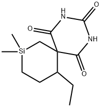 1-ethyl-4,4-dimethyl-8,10-diaza-4-silaspiro[5.5]undecane-7,9,11-trione 结构式