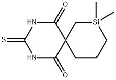 8,8-Dimethyl-3-thioxo-2,4-diaza-8-silaspiro[5.5]undecane-1,5-dione 结构式