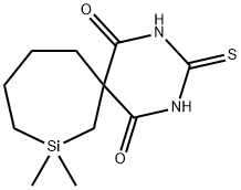 8,8-Dimethyl-3-thioxo-2,4-diaza-8-silaspiro[5.6]dodecane-1,5-dione 结构式