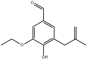 Benzaldehyde, 3-ethoxy-4-hydroxy-5-(2-methyl-2-propenyl)- (9CI) 结构式