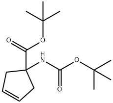 1-(叔丁氧基羰基氨基)-3-环戊烯-1-羧酸叔丁酯 结构式