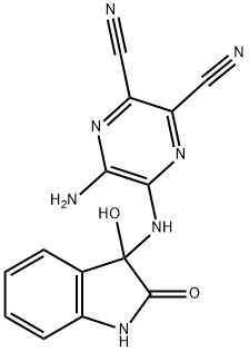 5-Amino-6-[(2,3-dihydro-3-hydroxy-2-oxo-1H-indol-3-yl)amino]-2,3-pyrazinedicarbonitrile 结构式