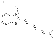 2-[(1E,3E,5E)-6-(DIMETHYLAMINO)HEXA-1,3,5-TRIENYL]-3-ETHYL-1,3-BENZOTHIAZOL-3-IUM IODIDE 结构式