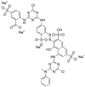 Benzoic acid, 2-[[4-chloro-6-[[3-[[8-[[4-chloro-6-(methylphenylamino)-1,3,5-triazin-2-yl]amino]-1-hydroxy-3,6-disulfo-2-naphthalenyl]azo]-4-sulfophenyl]amino]-1,3,5-triazin-2-yl]amino]-5-sulfo-, tetrasodium salt 结构式