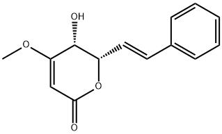 (5R,6S)-5,6-Dihydro-5-hydroxy-4-methoxy-6-[(E)-2-phenylethenyl]-2H-pyran-2-one 结构式