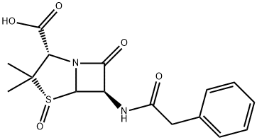 [2S-(2alpha,4alpha,5alpha,6beta)]-3,3-dimethyl-7-oxo-6-(phenylacetamido)-4-thia-1-azabicyclo[3.2.0]heptane-2-carboxylic acid 4-oxide 结构式