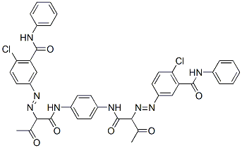 3,3'-[1,4-Phenylenebis[imino(1-acetyl-2-oxo-2,1-ethanediyl)azo]]bis(6-chloro-N-phenylbenzamide) 结构式