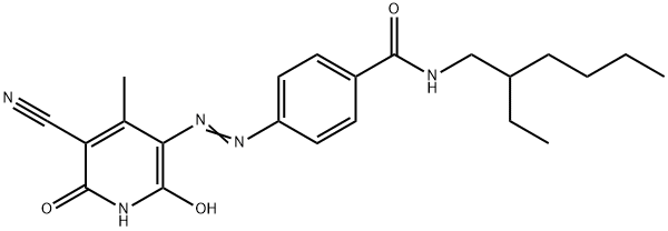 4-[[(5-Cyano-1,2-dihydro-6-hydroxy-4-methyl-2-oxopyridin)-3-yl]azo]-N-(2-ethylhexyl)benzamide 结构式