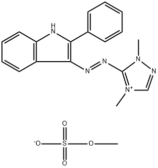 1,4-dimethyl-5-[(2-phenyl-1H-indol-3-yl)azo]-1H-1,2,4-triazolium methyl sulphate 结构式