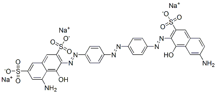 trisodium 5-amino-3-[[4-[[4-[(7-amino-1-hydroxy-3-sulphonato-2-naphthyl)azo]phenyl]azo]phenyl]azo]-4-hydroxynaphthalene-2,7-disulphonate 结构式