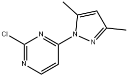 2-CHLORO-4-(3,5-DIMETHYL-1H-PYRAZOL-1-YL)-PYRIMIDINE 结构式