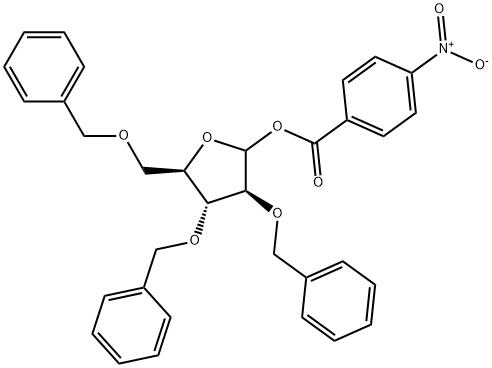 1-对硝基苯甲酸-2,3,5-三苄氧基-D-阿拉伯呋喃糖甙 结构式