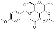 甲基 4,6-O-[(4-甲氧基苯基)亚甲基]-ALPHA-D-吡喃葡萄糖苷二乙酸酯 结构式
