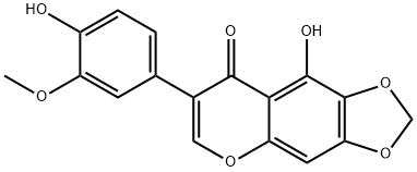 9-Hydroxy-7-(4-hydroxy-3-methoxyphenyl)-8H-1,3-dioxolo[4,5-g][1]benzopyran-8-one 结构式