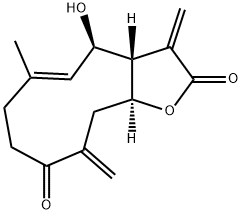 (3aS,4R,11aS)-3a,7,8,10,11,11a-Hexahydro-4-hydroxy-6-methyl-3,10-bis(methylene)cyclodeca[b]furan-2,9(3H,4H)-dione 结构式